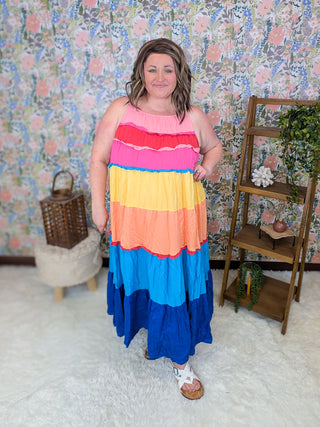 Steffie Rainbow Blocked Maxi Dress