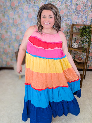 Steffie Rainbow Blocked Maxi Dress