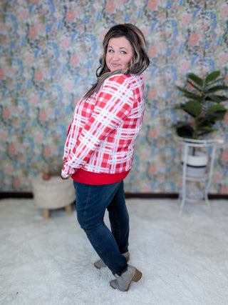 Alice Red and Pink Plaid Blazer-4- Overlayer Tops-HEIMISH-Styled by Stacked - A Plus Size Women's Boutique in Lakeville, MN