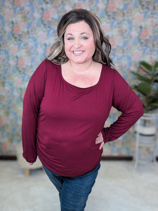 Bailey U-Neck Long Sleeve in Solids (8 colors)-2- Long Sleeve Tops-MICHELLE MAE-Styled by Stacked - A Plus Size Women's Boutique in Lakeville, MN