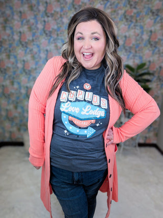 Cupid's Love Lodge Graphic Tee on Gray-6- Graphic Tops-inked up apparel-Styled by Stacked - A Plus Size Women's Boutique in Lakeville, MN