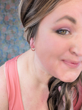 Magenta Stone Hoop Earrings in Gold***-12- Accessories & Gifts-boho babe-Styled by Stacked - A Plus Size Women's Boutique in Lakeville, MN