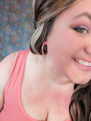 Magenta Stone Hoop Earrings in Gold***-12- Accessories & Gifts-boho babe-Styled by Stacked - A Plus Size Women's Boutique in Lakeville, MN