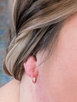 Magenta Stone Hoop Earrings in Gold***-12- Accessories & Gifts-boho babe-Styled by Stacked - A Plus Size Women's Boutique in Lakeville, MN