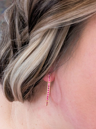 Magenta Stone Hoop Earrings in Gold***-12- Accessories & Gifts-boho babe-Styled by Stacked - A Plus Size Women's Boutique in Lakeville, MN