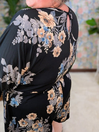 SALE- Valencia Keyhole Back Romper in Florals (2 colors)-11- Dress/Romp/Jump-WHITE BIRCH-Styled by Stacked - A Plus Size Women's Boutique in Lakeville, MN