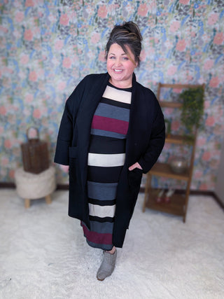 Celine Longline Coatigan w/Pockets in Black-4- Overlayer Tops-WHITE BIRCH-Styled by Stacked - A Plus Size Women's Boutique in Lakeville, MN