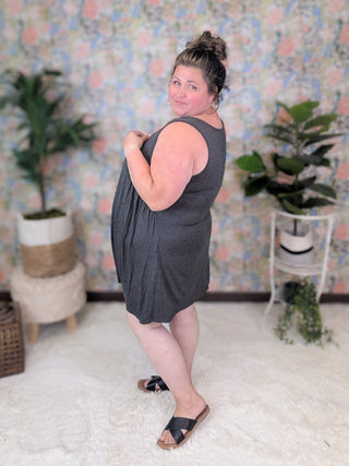 Breanna Ruffle Detail Flowy Tank Dress in Solids-11- Dress/Romp/Jump-HEIMISH-Styled by Stacked - A Plus Size Women's Boutique in Lakeville, MN