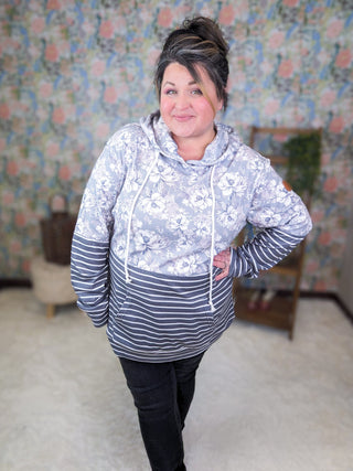 PHC- Triple Stretch Pullover Hoodie in Garden Gray + Stripes-3- Hooded Tops-MICHELLE MAE-Styled by Stacked - A Plus Size Women's Boutique in Lakeville, MN