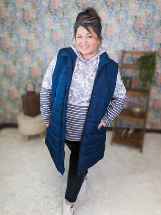 PHC- Triple Stretch Pullover Hoodie in Garden Gray + Stripes-3- Hooded Tops-MICHELLE MAE-Styled by Stacked - A Plus Size Women's Boutique in Lakeville, MN