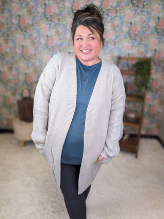 Layla Sweater Cardigan in Light Gray-4- Overlayer Tops-MICHELLE MAE-Styled by Stacked - A Plus Size Women's Boutique in Lakeville, MN