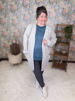 Layla Sweater Cardigan in Light Gray-4- Overlayer Tops-MICHELLE MAE-Styled by Stacked - A Plus Size Women's Boutique in Lakeville, MN