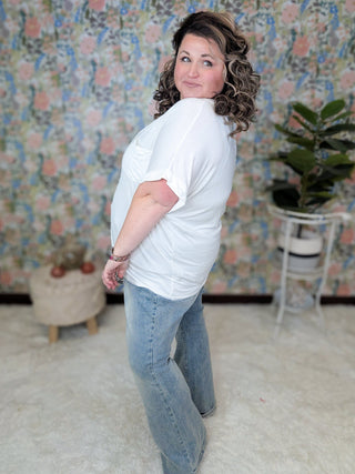 Pocketful of Perfect Vneck Tee w/Dolman Sleeve (10 colors)-1- ShortSlv/Slvless Tops-MICHELLE MAE-Styled by Stacked - A Plus Size Women's Boutique in Lakeville, MN