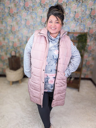 PHC- Triple Stretch Zipcowl in Vintage Gray Floral-3- Hooded Tops-MICHELLE MAE-Styled by Stacked - A Plus Size Women's Boutique in Lakeville, MN