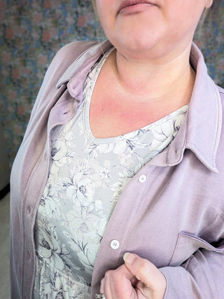 Marissa Mini Ruffle Short Sleeve Top in Garden Gray-1- ShortSlv/Slvless Tops-MICHELLE MAE-Styled by Stacked - A Plus Size Women's Boutique in Lakeville, MN