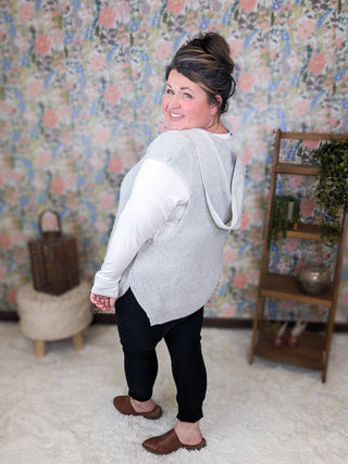 Lara Lightweight Sweater Knit Hooded Vest (2 Colors)-1- ShortSlv/Slvless Tops-WHITE BIRCH-Styled by Stacked - A Plus Size Women's Boutique in Lakeville, MN