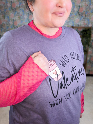 Valentine's Coffee Tee on Iced Purple-2- Long Sleeve Tops-MICHELLE MAE-Styled by Stacked - A Plus Size Women's Boutique in Lakeville, MN