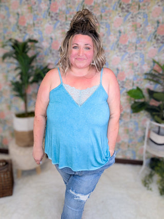 Tessa V-Shaped Lace Accent Cami Tank (2 colors)-1- ShortSlv/Slvless Tops-pol-Styled by Stacked - A Plus Size Women's Boutique in Lakeville, MN