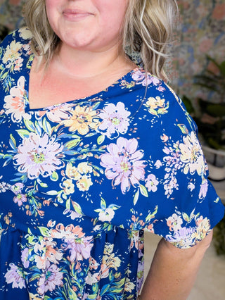 SALE- Felicia Double Vee Tieback Top in Florals (2 Colors)-1- ShortSlv/Slvless Tops-LOVELY MELODY-Styled by Stacked - A Plus Size Women's Boutique in Lakeville, MN
