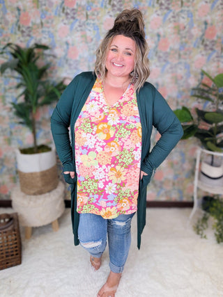 SALE- Catalina Magenta Floral Flutter Sleeve Babydoll Top-1- ShortSlv/Slvless Tops-HEIMISH-Styled by Stacked - A Plus Size Women's Boutique in Lakeville, MN