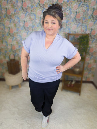 Tommi Urban Ribbed Hooded Short Sleeve Top (3 Colors)-1- ShortSlv/Slvless Tops-HEIMISH-Styled by Stacked - A Plus Size Women's Boutique in Lakeville, MN