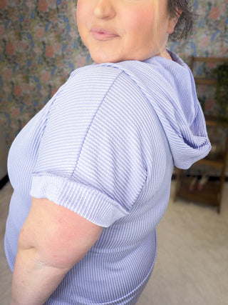 Tommi Urban Ribbed Hooded Short Sleeve Top (3 Colors)-1- ShortSlv/Slvless Tops-HEIMISH-Styled by Stacked - A Plus Size Women's Boutique in Lakeville, MN