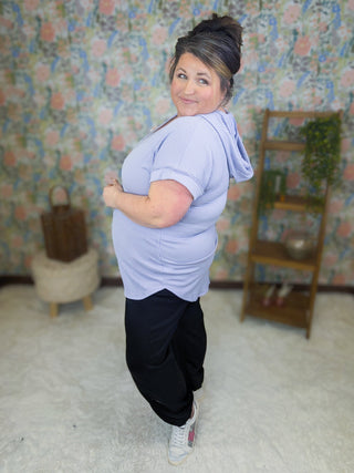 Tommi Urban Ribbed Hooded Short Sleeve Top (3 Colors)-1- ShortSlv/Slvless Tops-HEIMISH-Styled by Stacked - A Plus Size Women's Boutique in Lakeville, MN