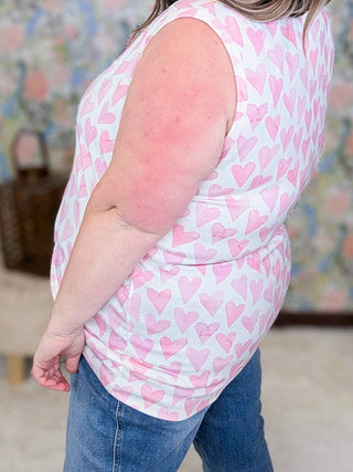 Livi Triple Stretch Tank in Watercolor Hearts-1- ShortSlv/Slvless Tops-MICHELLE MAE-Styled by Stacked - A Plus Size Women's Boutique in Lakeville, MN