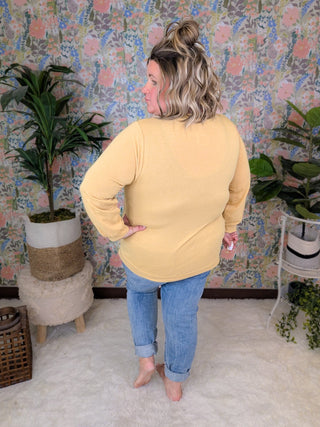 Lainie French Terry Casual Pullover in Faded Gold-2- Long Sleeve Tops-EMERALD-Styled by Stacked - A Plus Size Women's Boutique in Lakeville, MN