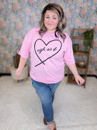 Ugh As If Graphic Tee on Pink-6- Graphic Tops-MICHELLE MAE-Styled by Stacked - A Plus Size Women's Boutique in Lakeville, MN