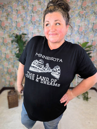 MINNESOTA Opes + Dreams V-Neck Graphic Tee-6- Graphic Tops-i love my freedom-Styled by Stacked - A Plus Size Women's Boutique in Lakeville, MN