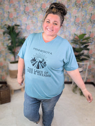 MINNESOTA Opes + Dreams V-Neck Graphic Tee-6- Graphic Tops-i love my freedom-Styled by Stacked - A Plus Size Women's Boutique in Lakeville, MN