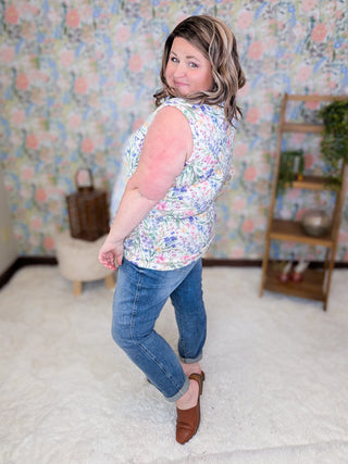 Livi Triple Stretch Tank in Cottage Wildflower-1- ShortSlv/Slvless Tops-MICHELLE MAE-Styled by Stacked - A Plus Size Women's Boutique in Lakeville, MN
