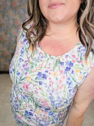 Livi Triple Stretch Tank in Cottage Wildflower-1- ShortSlv/Slvless Tops-MICHELLE MAE-Styled by Stacked - A Plus Size Women's Boutique in Lakeville, MN