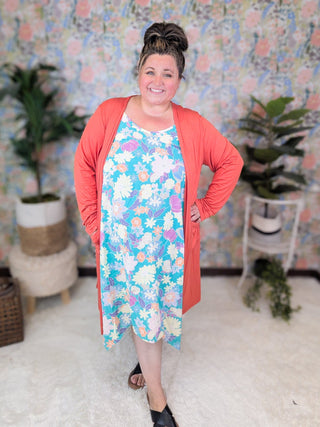 SALE- Bria Cami Midi Dress in Teal Floral-11- Dress/Romp/Jump-HEIMISH-Styled by Stacked - A Plus Size Women's Boutique in Lakeville, MN