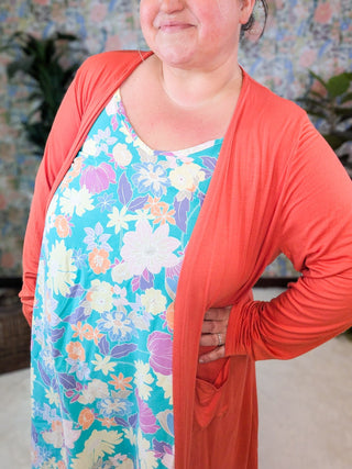 SALE- Bria Cami Midi Dress in Teal Floral-11- Dress/Romp/Jump-HEIMISH-Styled by Stacked - A Plus Size Women's Boutique in Lakeville, MN