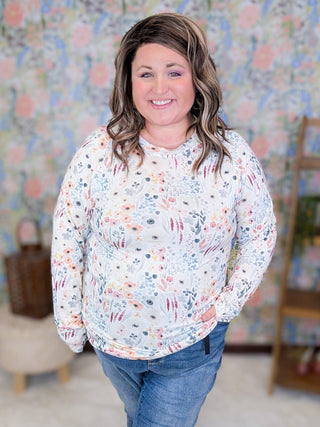 Blair Mockneck Long Sleeve w/Thumbholes in Florals (13 Prints)-2- Long Sleeve Tops-MICHELLE MAE-Styled by Stacked - A Plus Size Women's Boutique in Lakeville, MN