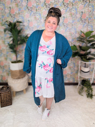 SALE- Vienna Vneck Tiered Tank Dress in Light Gray Floral-11- Dress/Romp/Jump-HEIMISH-Styled by Stacked - A Plus Size Women's Boutique in Lakeville, MN
