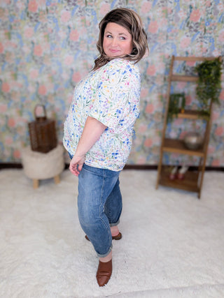 Sophie Vneck Perfect Tee in Spring Florals (3 Colors)-1- ShortSlv/Slvless Tops-MICHELLE MAE-Styled by Stacked - A Plus Size Women's Boutique in Lakeville, MN