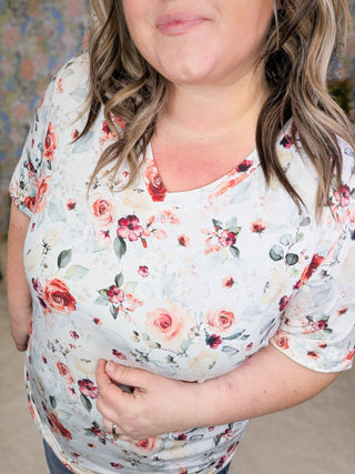 Sophie Vneck Perfect Tee in Rose Bloom-2- Long Sleeve Tops-MICHELLE MAE-Styled by Stacked - A Plus Size Women's Boutique in Lakeville, MN