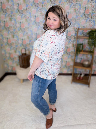 Sophie Vneck Perfect Tee in Spring Florals (3 Colors)-1- ShortSlv/Slvless Tops-MICHELLE MAE-Styled by Stacked - A Plus Size Women's Boutique in Lakeville, MN