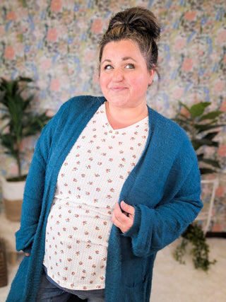 Johnna Ditsy Floral Flutter Sleeve Top in Ivory-1- ShortSlv/Slvless Tops-HEIMISH-Styled by Stacked - A Plus Size Women's Boutique in Lakeville, MN