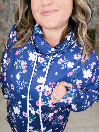 PHC Cloud Funnel Neck Pullover in Navy Floral-3- Hooded Tops-MICHELLE MAE-Styled by Stacked - A Plus Size Women's Boutique in Lakeville, MN