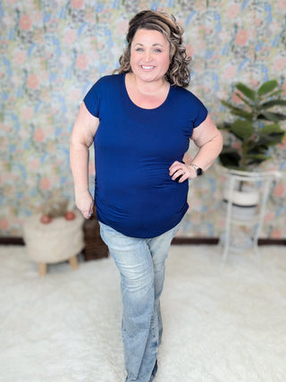 Leanna Scoopneck Short Sleeve Top w/Ruched Sides-1- ShortSlv/Slvless Tops-BE STAGE-Styled by Stacked - A Plus Size Women's Boutique in Lakeville, MN