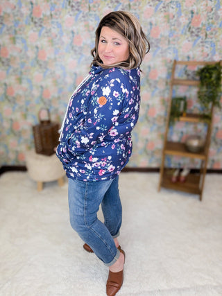 PHC Cloud Funnel Neck Pullover in Navy Floral-3- Hooded Tops-MICHELLE MAE-Styled by Stacked - A Plus Size Women's Boutique in Lakeville, MN