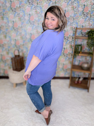 Ashley Solid Dolman Tee in Periwinkle Purple-2- Long Sleeve Tops-MICHELLE MAE-Styled by Stacked - A Plus Size Women's Boutique in Lakeville, MN
