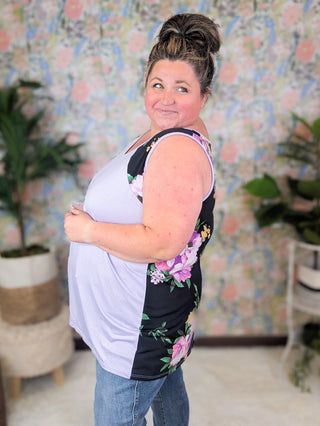 Terri Floral Back + Strap Swing Tank (2 Colors)-1- ShortSlv/Slvless Tops-LOVELY MELODY-Styled by Stacked - A Plus Size Women's Boutique in Lakeville, MN