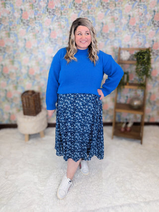 Elyse Ribbed Mockneck Sweater in Royal Blue-2- Long Sleeve Tops-HEIMISH-Styled by Stacked - A Plus Size Women's Boutique in Lakeville, MN