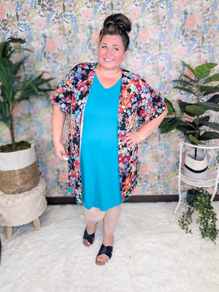 Shanna Ruffled Shoulder Tank Dress w/Pockets in Teal-11- Dress/Romp/Jump-HEIMISH-Styled by Stacked - A Plus Size Women's Boutique in Lakeville, MN