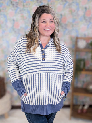 Natalie Ribbed Hooded Top in Textured Stripes (4 Colors)-2- Long Sleeve Tops-HEIMISH-Styled by Stacked - A Plus Size Women's Boutique in Lakeville, MN